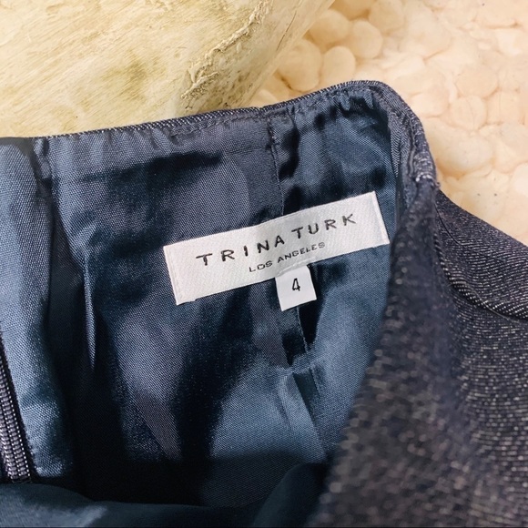 Trina Turk LA | Mermaid Lace Flared Peplum Ruffle Denim Fully Lined Midi Skirt 4 - Picture 4 of 16